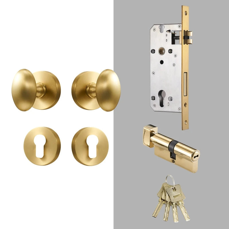 Dooroom Brass Door Lock Set Modern Interior Bedroom Bathroom Double Wood Door Lever Set Dummy Privacy Passage Hidden Door Lock