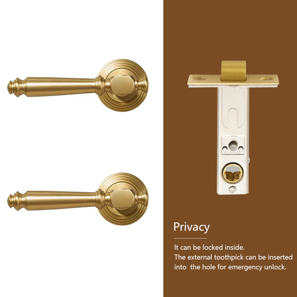 DOOROOM Indoor Door Lock Brass Set Bedroom Bathroom Double Wood Door Lever Dummy Quiet Magnetic Suction Door Lock Household