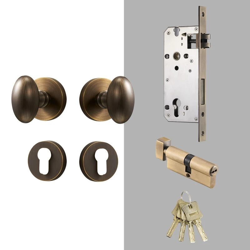 Dooroom Brass Door Lock Set Modern Interior Bedroom Bathroom Double Wood Door Lever Set Dummy Privacy Passage Hidden Door Lock