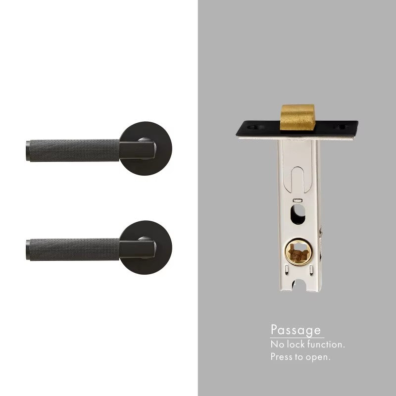 DOOROOM brass knurled thumb turn key latch lever handle cylinder key escutcheon passage room lock