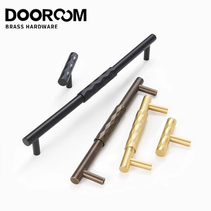 Dooroom Brass Furniture Handles Hammered Matt Brushed Nickel Cupboard Wardrobe Dresser Shoe Box Drawer Cabinet Round T bar Knobs