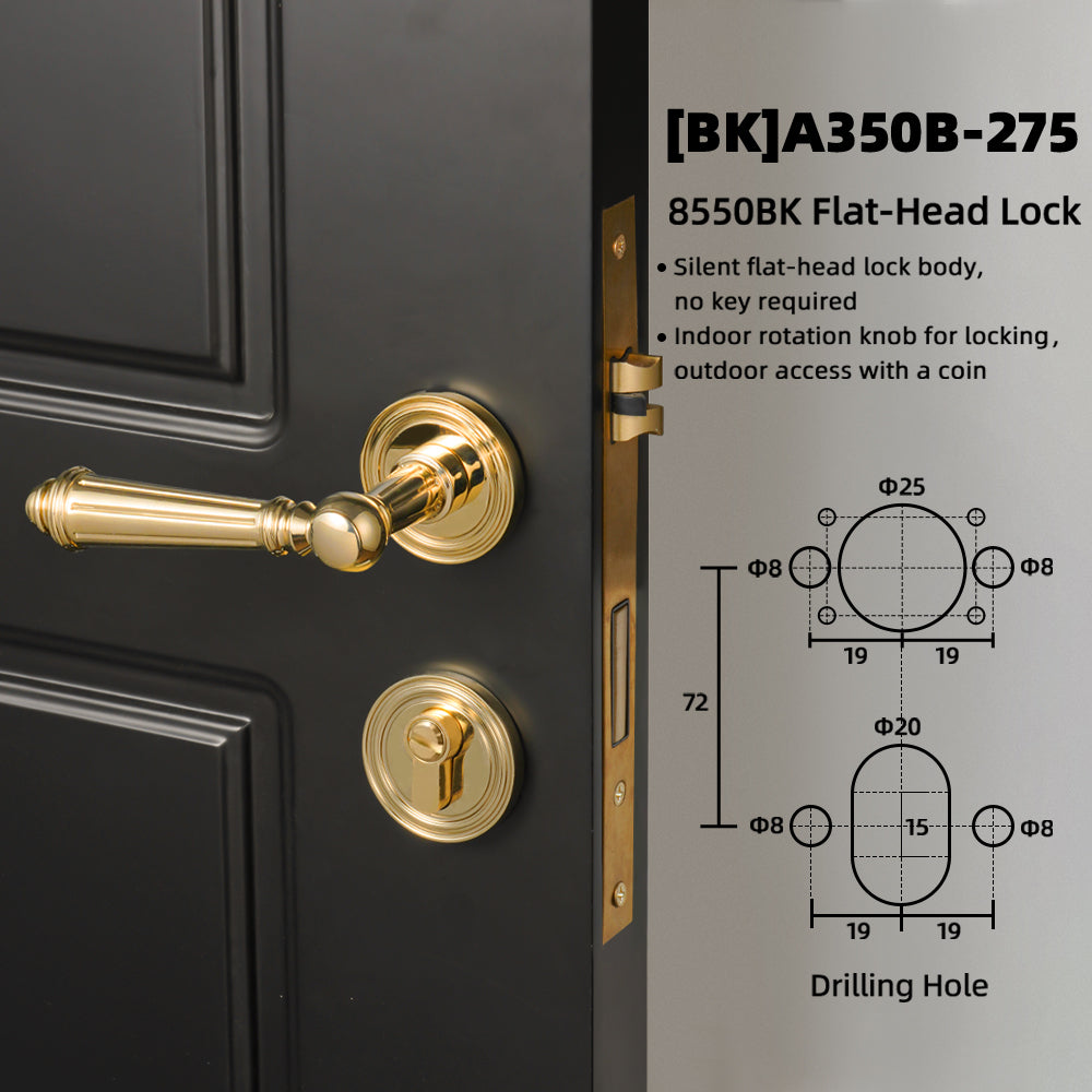 DOOROOM Brass Furniture Door Lock Bright Silver French Retro Bright Gold Door Handle Lock Set Furniture Hardware Accessories
