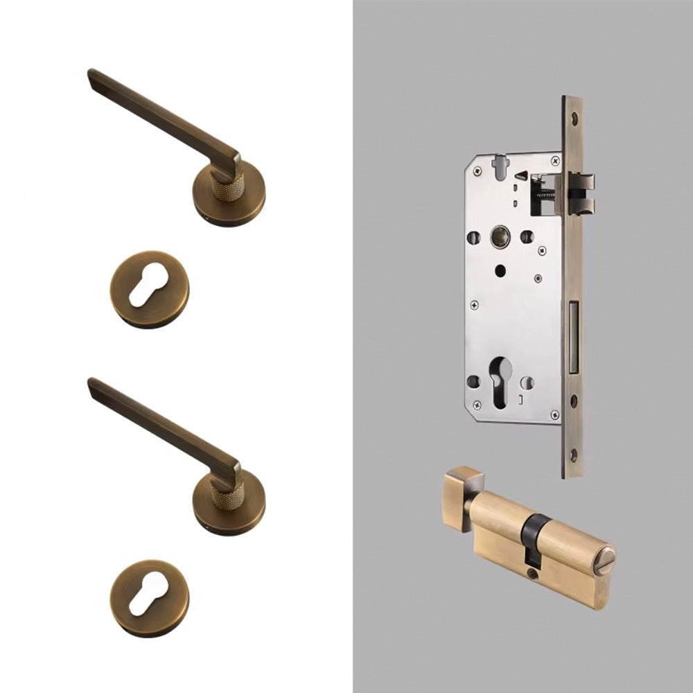 Dooroom Brass Door Lever Mute Black Gold Interior Bedroom Bathroom Wood Door Lock Set Dummy Handle Knob