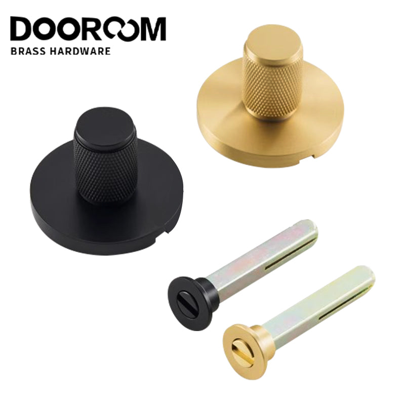 DOOROOM Solid Brass Copper knob BK One Word Emergency Sliding Door Lock Copper Wire Black Bathroom Sliding Door Lock Copper