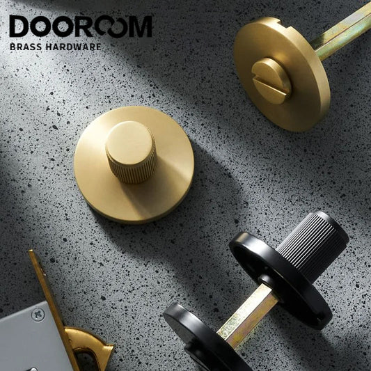 DOOROOM 黄铜实心旋钮 BK 一字紧急推拉门锁铜线黑色浴室推拉门锁铜