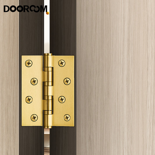 One Piece-Dooroom Brass Thick Bearing Hinges 4"x3"x3mm, 5"x3"x3mm Solid Wood Door American Black Gold Mute Hinges With Screws