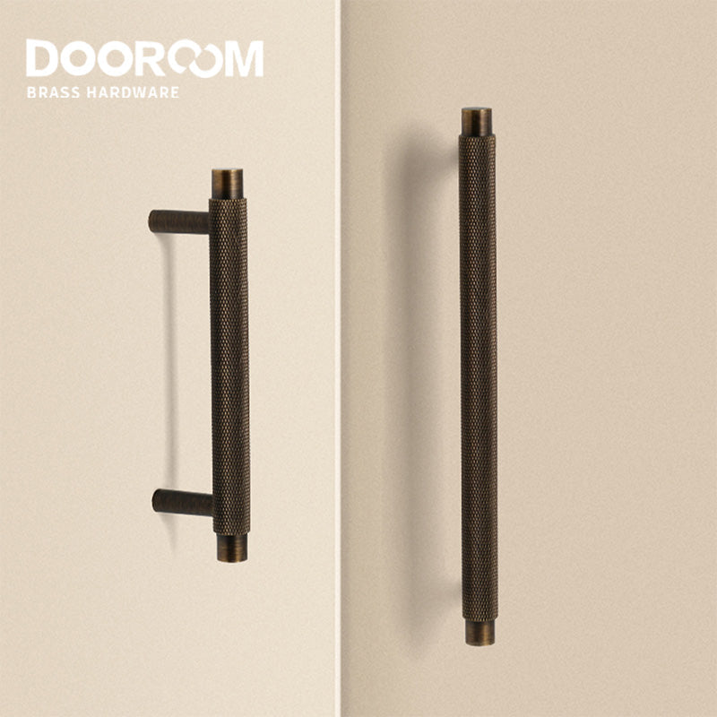 Dooroom Brass Furniture Handles Modern Knurled Antique Brass Cupboard Wardrobe Dresser Shoe Box Drawer Cabinet Knobs T-Bar