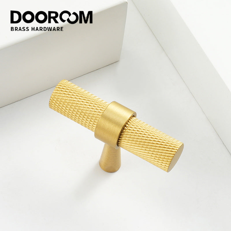 Dooroom Brass Knurled Furniture Handles Antique Brass Cupboard Wardrobe Dresser Shoe Box Drawer Cabinet T-bar Pulls