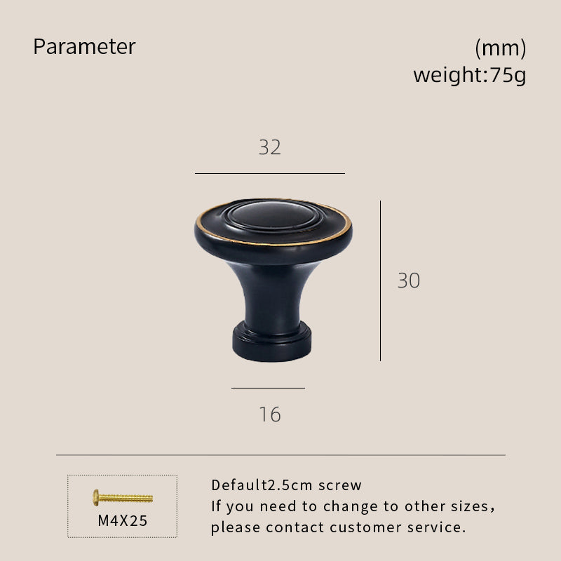 DOOROOM Solid Brass Handle Superior Quality Wardrobe Cabinet Round Drawer Knob Mushroom Type Porcelain Bling Single Hole Handle