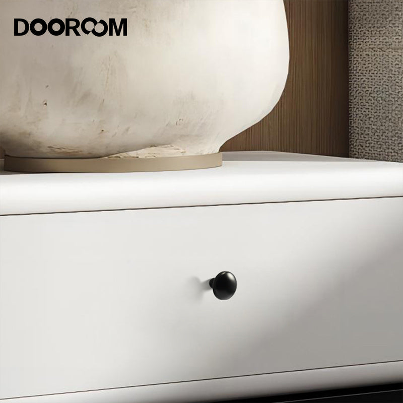 DOOROOM 1 Inch Matt Black Antique Brass Cabinet Knobs Modern Dresser Round Knobs Brass Mushroom Shape Pulls for Kitchen 