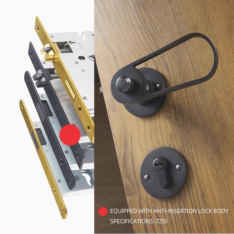 DOOROOM 黄铜门把手超值磁性静音黑金色超现代设计师室内门锁把手黄铜