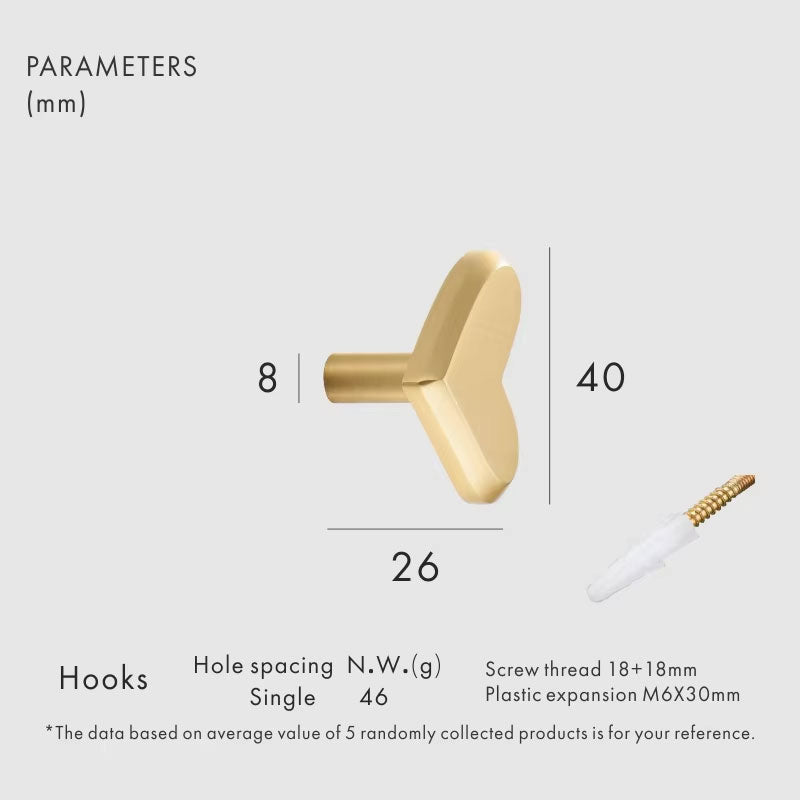 Dooroom Brass Heart Shaped Furniture Handles Wardrobe Dresser Cupboard Cabinet Drawer Shoe Box Knobs Clothes Hangers Wall Hooks