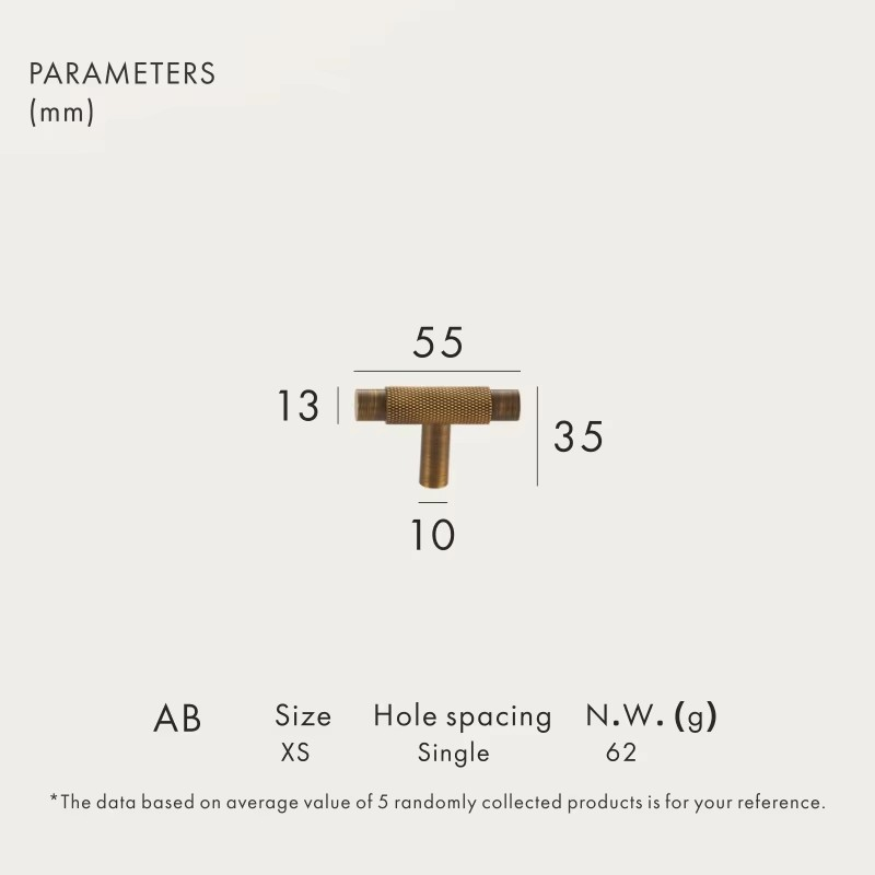 Dooroom Brass Furniture Handles Modern Knurled Antique Brass Cupboard Wardrobe Dresser Shoe Box Drawer Cabinet Knobs T-Bar