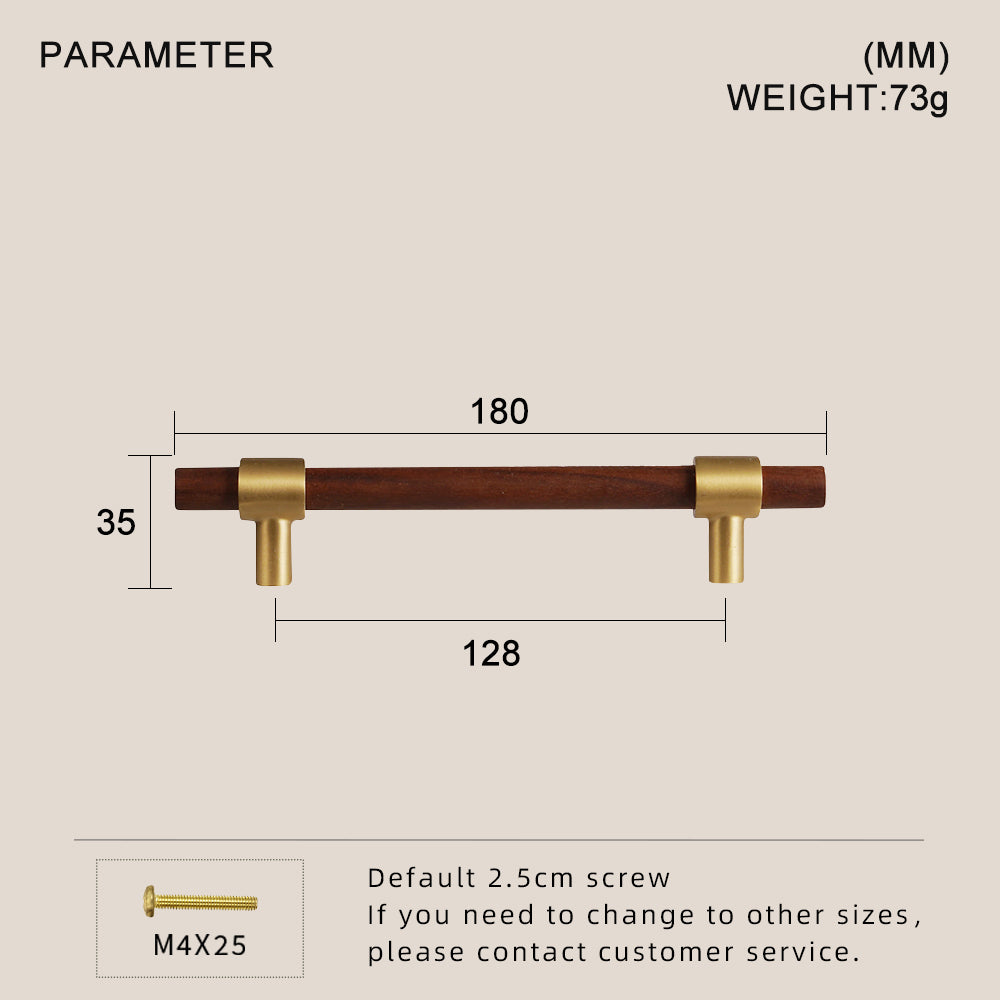 DOOROOM Brass Walnut Solid Wood Furniture Handles Closet Wardrobe Cupboard Dresser Nordic Drawer Knob Armario Modern Hardware