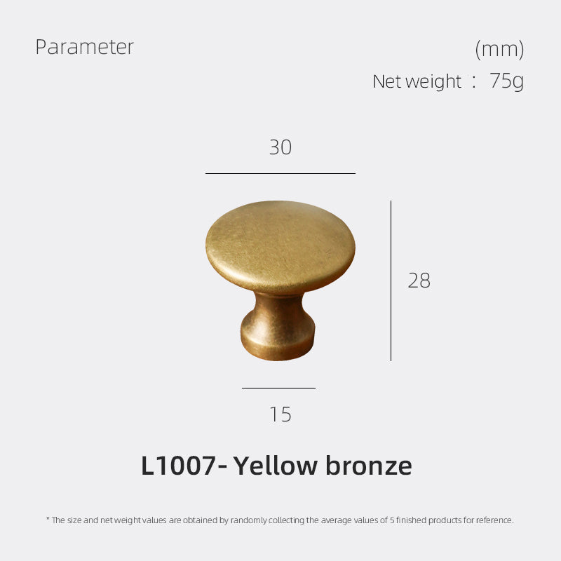 DOOROOM high-quality Solid Brass Handle New Yellow Bronze Clolor Circular Cabinet Furniture Shoe Box Drawer Handle