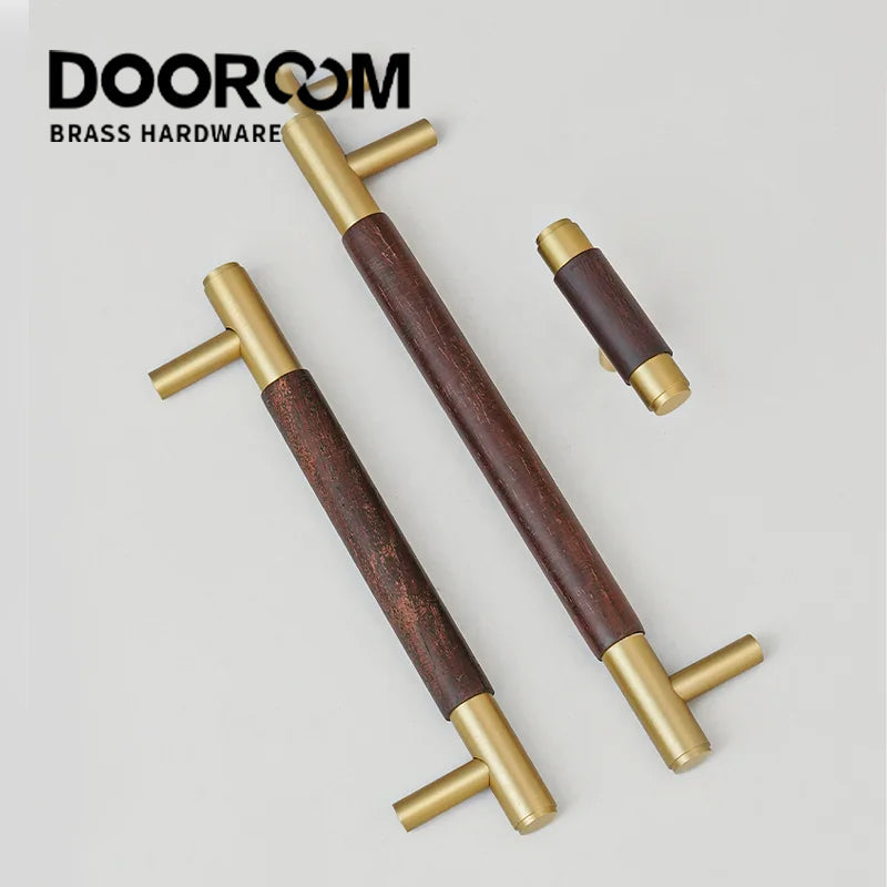 Dooroom Brass Black Walnut Furniture Handles Wardrobe Nordic Modern Simple Pull Cupboard Wardrobe Dresser Drawer Cabinet Knobs