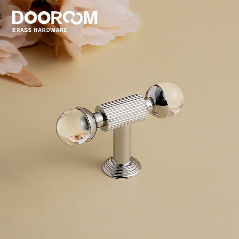 DOOROOM 黄铜家具把手金色橱柜衣橱拉手 T 型亚克力厨房现代衣柜抽屉门把手