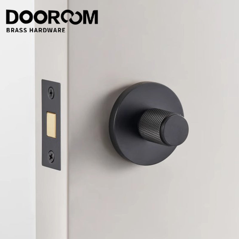 DOOROOM Solid Brass Copper knob BK One Word Emergency Sliding Door Lock Copper Wire Black Bathroom Sliding Door Lock Copper