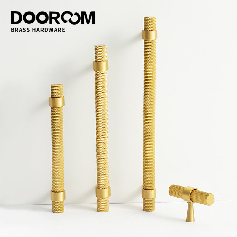 Dooroom Brass Knurled Furniture Handles Antique Brass Cupboard Wardrobe Dresser Shoe Box Drawer Cabinet T-bar Pulls