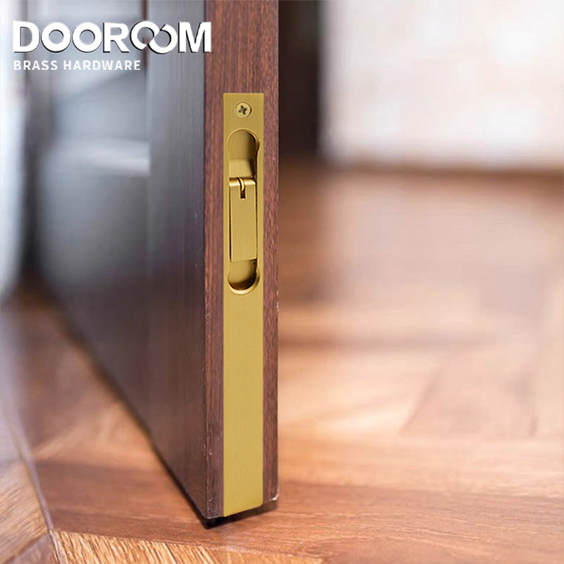 DOOROOM 全新黄铜推拉门锁套装把手美式推拉式室内客厅浴室阳台厨房安全滑轨