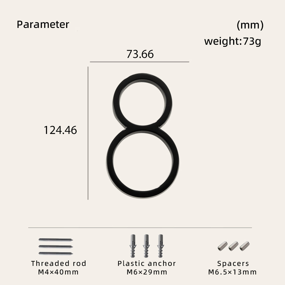DOOROOM House Number Outdoor 0-9 Black House Gadgets  Signs Door Plate House Hotel Floor Number Villa Decoration Signboard