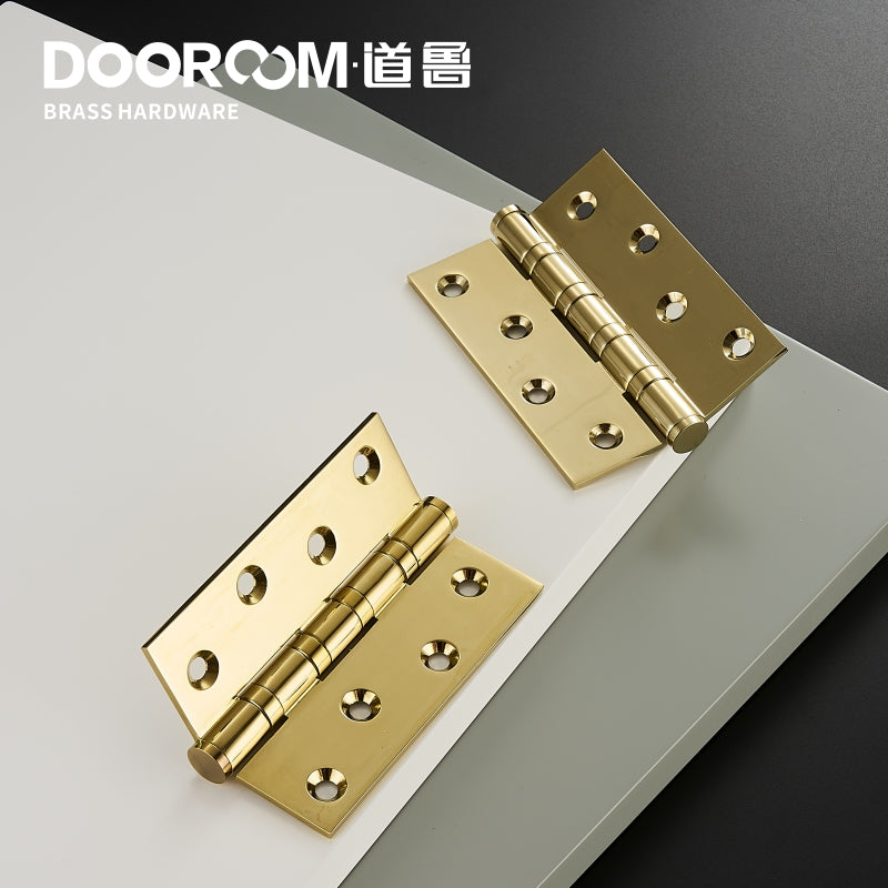 道鲁 一片式门用厚黄铜轴承合页 4"x3"x3mm, 5"x3"x3mm 实木门美式黑金静音合页带螺丝