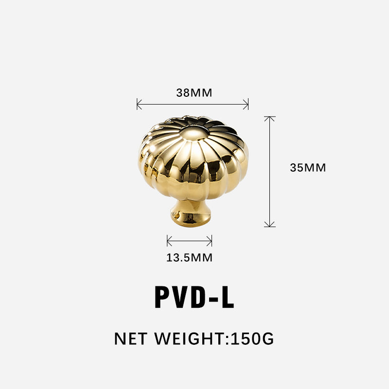 Dooroom Brass Furniture Handles Modern Pumpkin Shiny PVD Gold Bright Chrome Wardrobe Dresser Cupboard Cabinet Shoe Box Knobs
