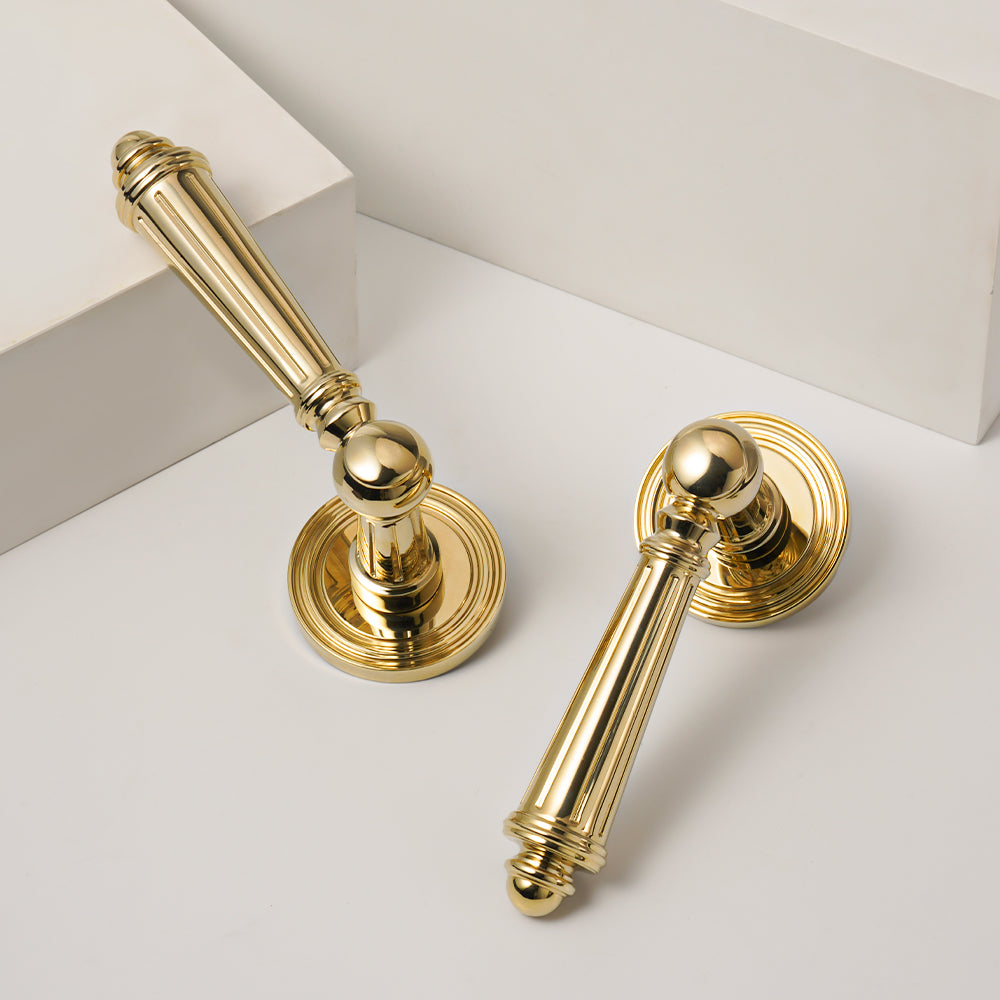 DOOROOM Brass Furniture Door Lock Bright Silver French Retro Bright Gold Door Handle Lock Set Furniture Hardware Accessories