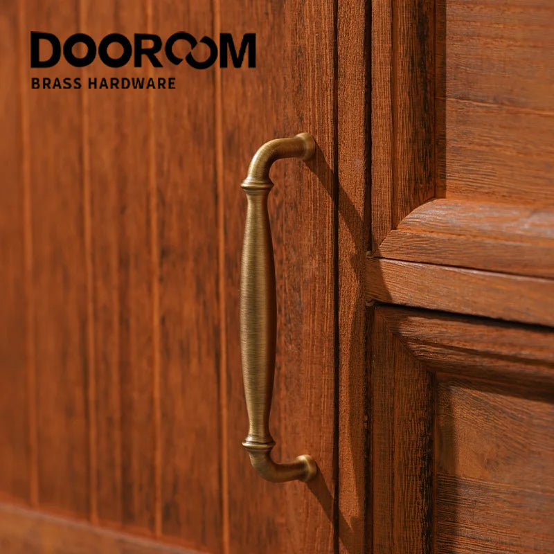 DOOROOM Brass Furniture Handles Retro Antique Bronze Kitchen Cabinet Drawer Knob Modern Drawer Pull Handle Hardware Accessoires
