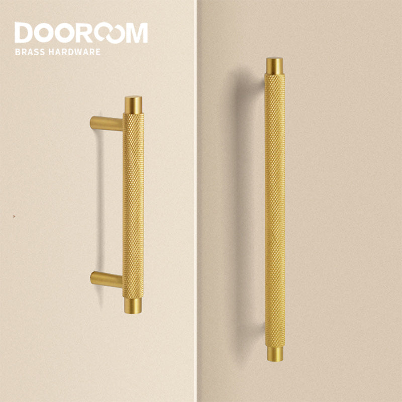 Dooroom Brass Furniture Handles Modern Knurled Antique Brass Cupboard Wardrobe Dresser Shoe Box Drawer Cabinet Knobs T-Bar