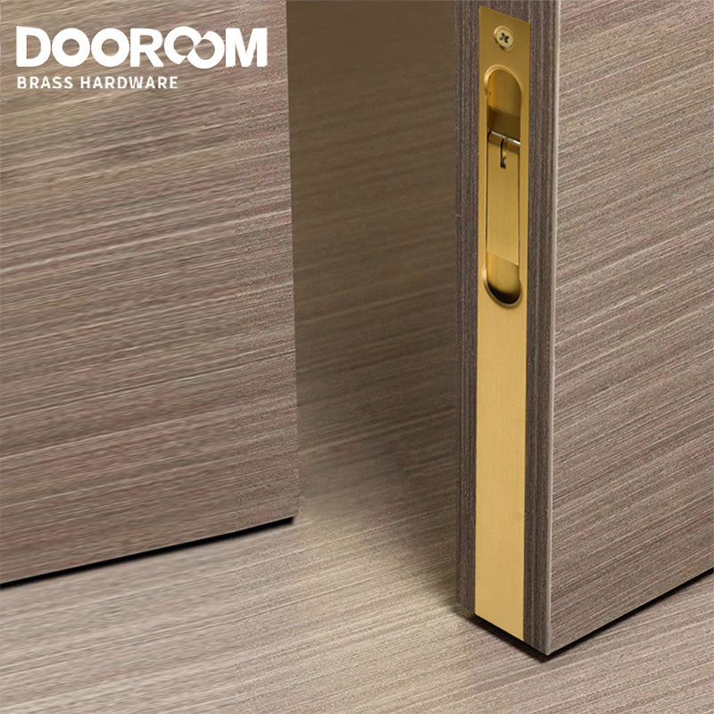 DOOROOM 全新黄铜推拉门锁套装把手美式推拉式室内客厅浴室阳台厨房安全滑轨