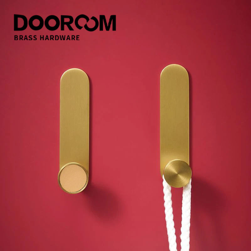 DOOROOM Brass Real Leather Cabinet Handles Cupboard Door Pulls Bearing Hooks Bathroom Indoor Kitchen Hallway Wall Clothes Hook