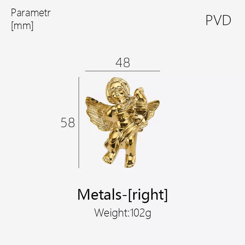 Dooroom Brass Furniture Handles Angel Decorative Shiny Chrome PVD Gold Knobs Cupboard Wardrobe Dresser Drawer Cabinet Pulls