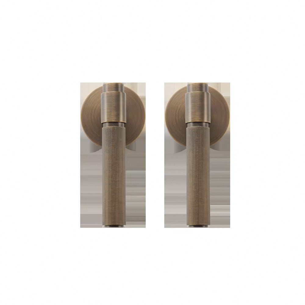 DOOROOM US Standard for 2-1/8" Brass Privacy Passage Stripe Door Lock Set Gold Black Antique Bronze Optional Round Panel