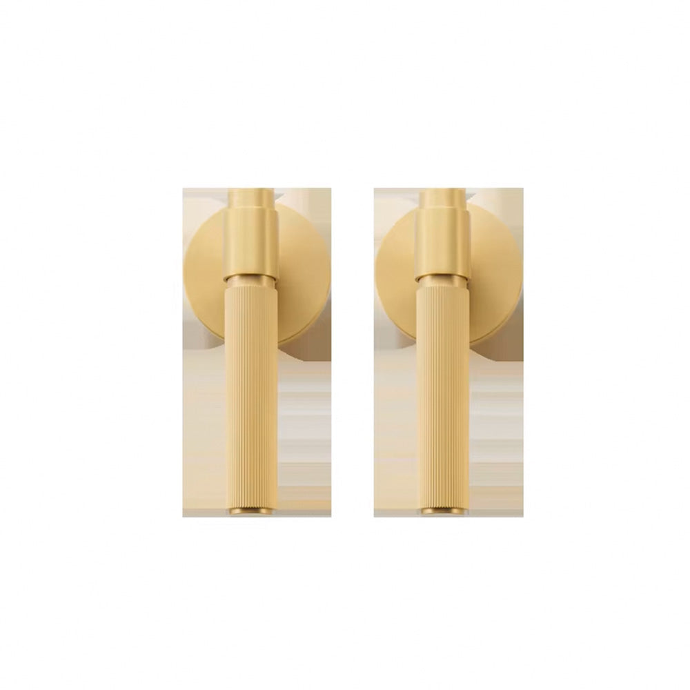 DOOROOM US Standard for 2-1/8" Brass Privacy Passage Stripe Door Lock Set Gold Black Antique Bronze Optional Round Panel