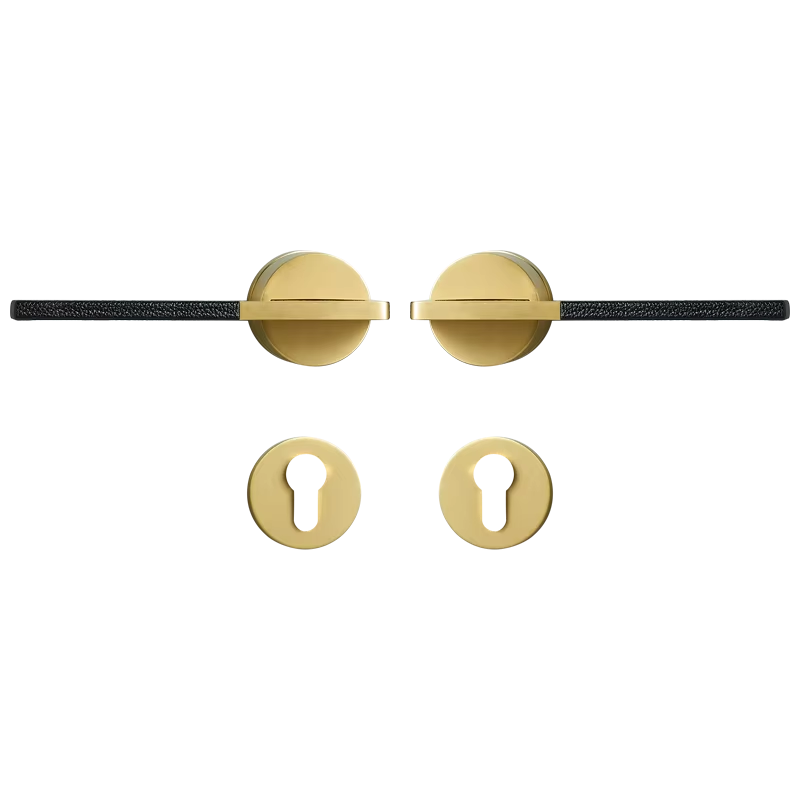 Dooroom Brass Leather Door Lock Set Black Brushed Nickel Bedroom Bathroom Double Wood Door Lever Set Dummy Privacy Passage