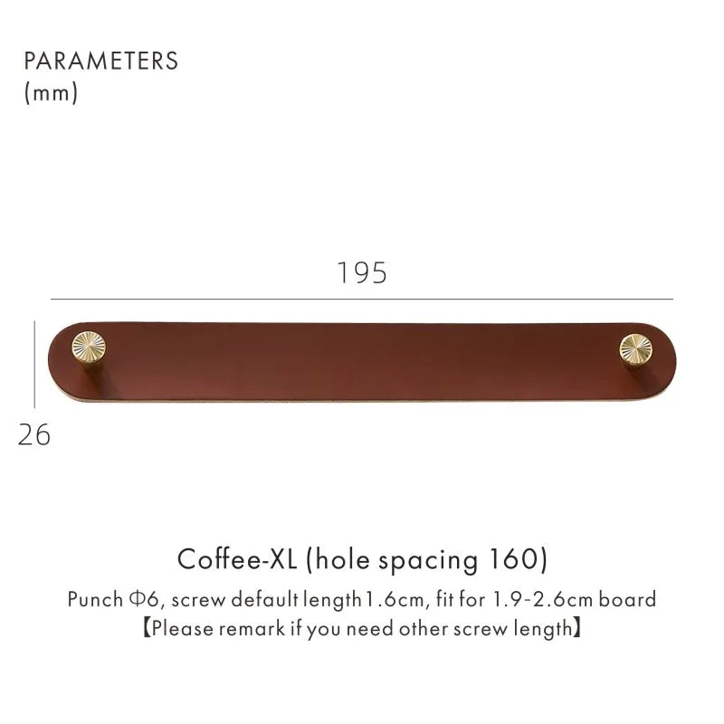 Dooroom Brass Furniture Handles Red Cow Leather Nordic
