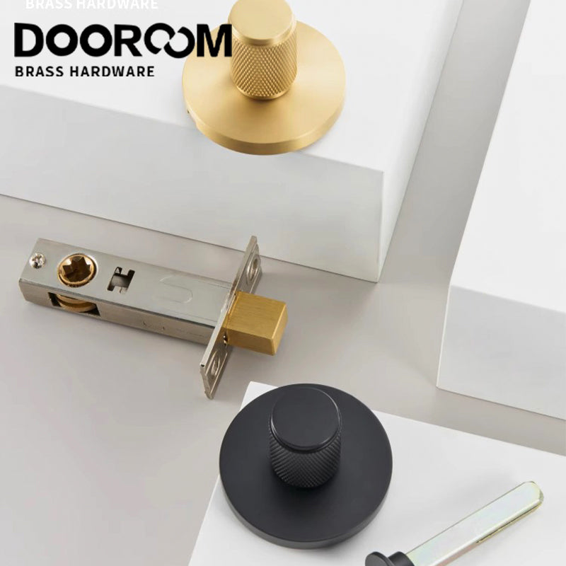 DOOROOM Solid Brass Copper knob BK One Word Emergency Sliding Door Lock Copper Wire Black Bathroom Sliding Door Lock Copper