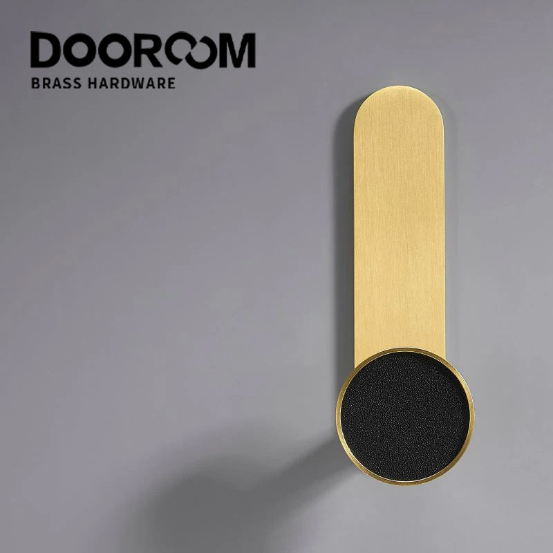 DOOROOM Brass Real Leather Cabinet Handles Cupboard Door Pulls Bearing Hooks Bathroom Indoor Kitchen Hallway Wall Clothes Hook