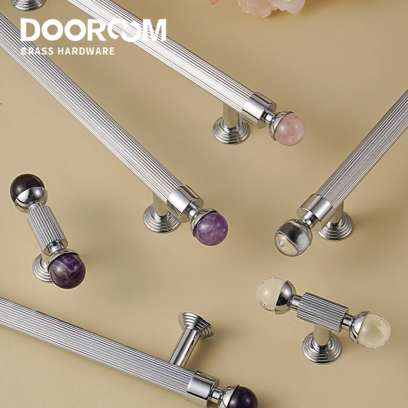 DOOROOM 黄铜家具把手金色橱柜衣橱拉手 T 型亚克力厨房现代衣柜抽屉门把手