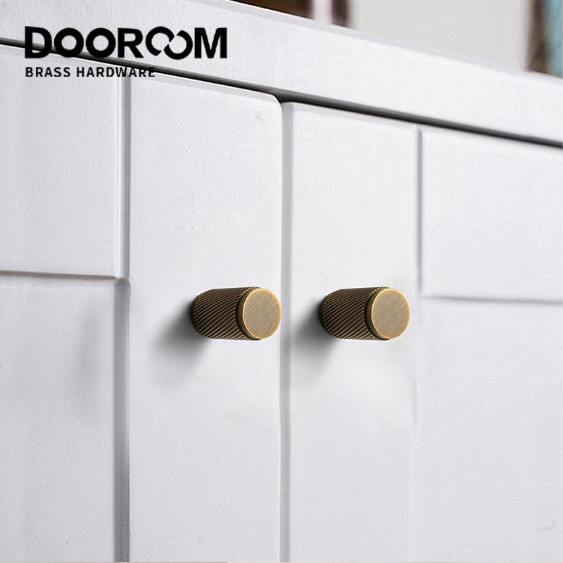 SAILANKA-Brass Cabinet Handles, Wardrobe Pulls, Drawer Knobs, Knurled Furniture Door T Bar Handle for Chest Drawer Dresser