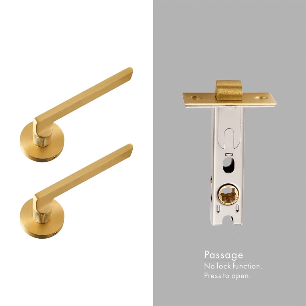 Dooroom Brass Door Lever Mute Black Gold Interior Bedroom Bathroom Wood Door Lock Set Dummy Handle Knob