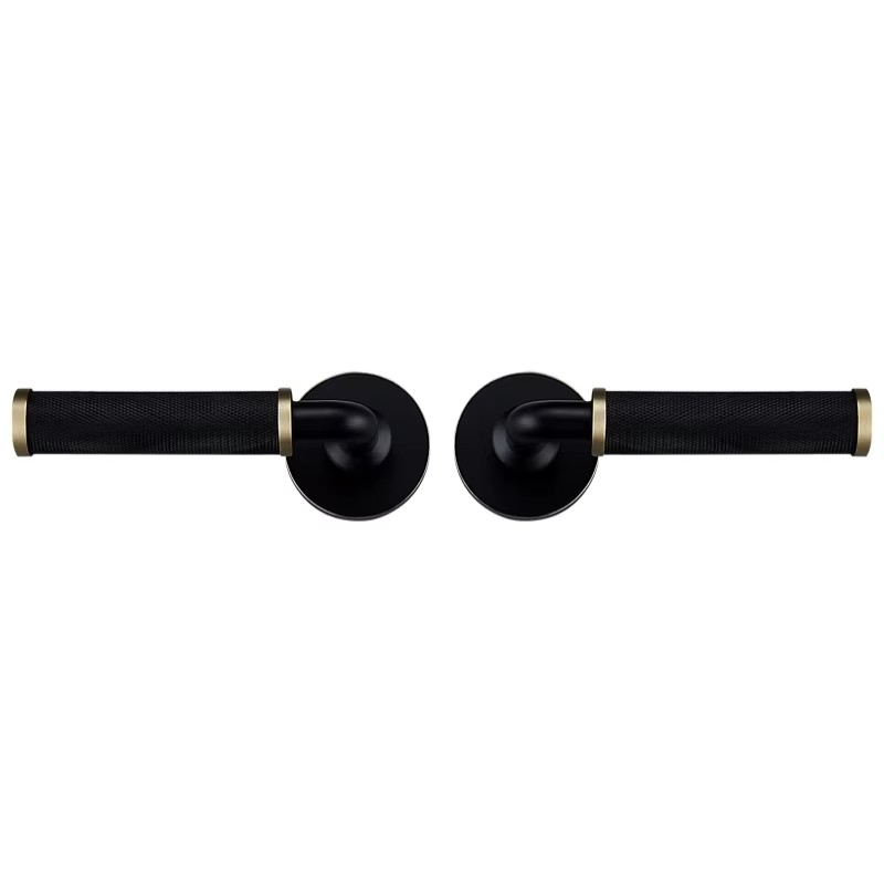 Dooroom Brass Knurled Door Lock Set Modern Interior Bedroom Bathroom Double Wood Door Lever Set Dummy Knob Privacy Passage Locks