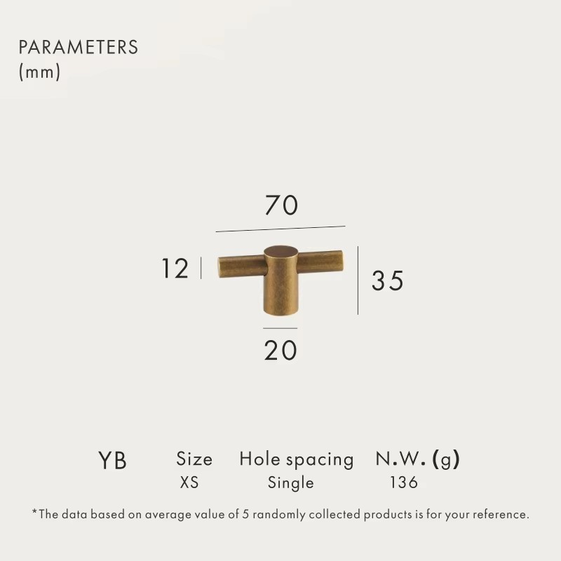 Dooroom Brass Furniture Handles Modern Yellow Bronze Cupboard Wardrobe Dresser Shoe Box Drawer Cabinet Knobs T-Bar
