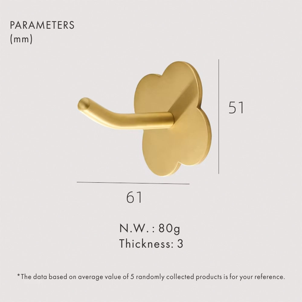 Doodoom Brass Punch Free Bearing Hooks Bathroom Indoor Kitchen Hallway Wall Clothes Hooks Wall Hangers Row Hooks Nordic