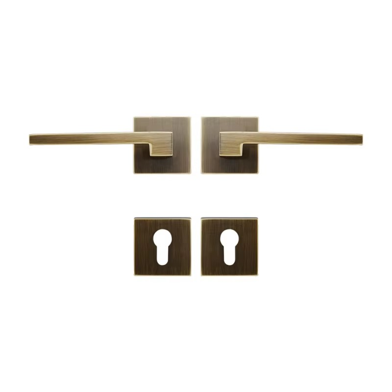 Dooroom Brass Door Lever American Nordic Modern Solid Wood Interior Door Lock Bedroom Split Mechanical Set Handle Black Square