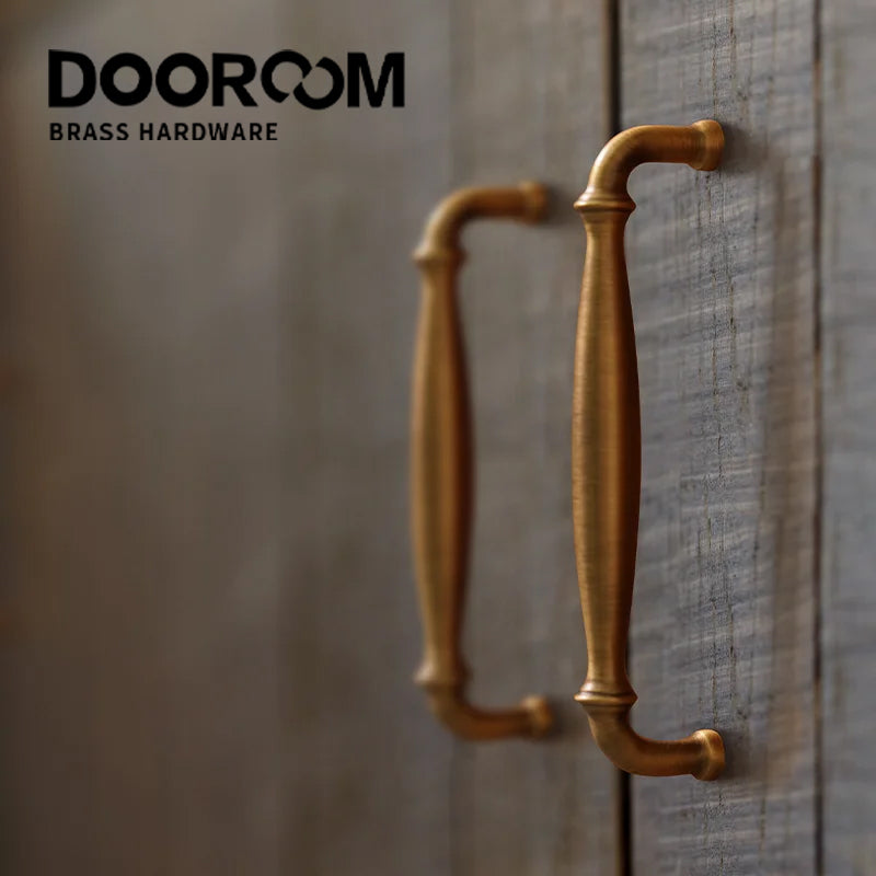 DOOROOM Brass Furniture Handles Retro Antique Bronze Kitchen Cabinet Drawer Knob Modern Drawer Pull Handle Hardware Accessoires