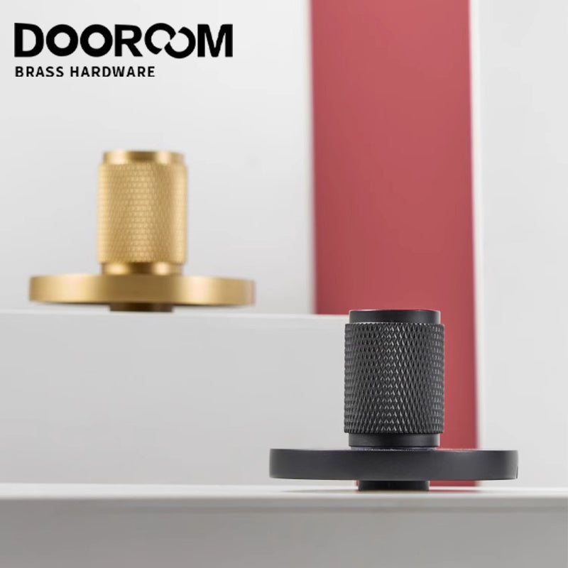 DOOROOM Solid Brass Copper knob BK One Word Emergency Sliding Door Lock Copper Wire Black Bathroom Sliding Door Lock Copper