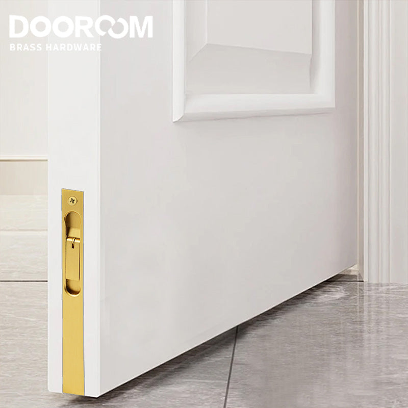 DOOROOM 全新黄铜推拉门锁套装把手美式推拉式室内客厅浴室阳台厨房安全滑轨
