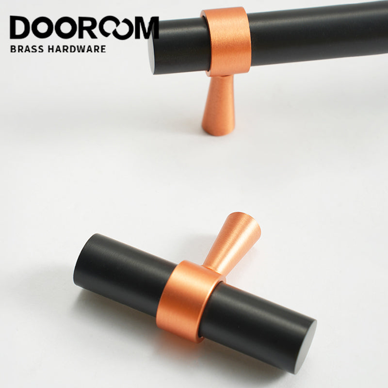 Dooroom Brass Furniture Handles Modern Copper Black Pulls Cupboard Wardrobe Dresser Shoe Box Drawer Cabinet Handles Knobs